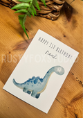 Personalised watercolour dinosaur birthday card