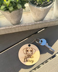 Personalised dog portrait keyring
