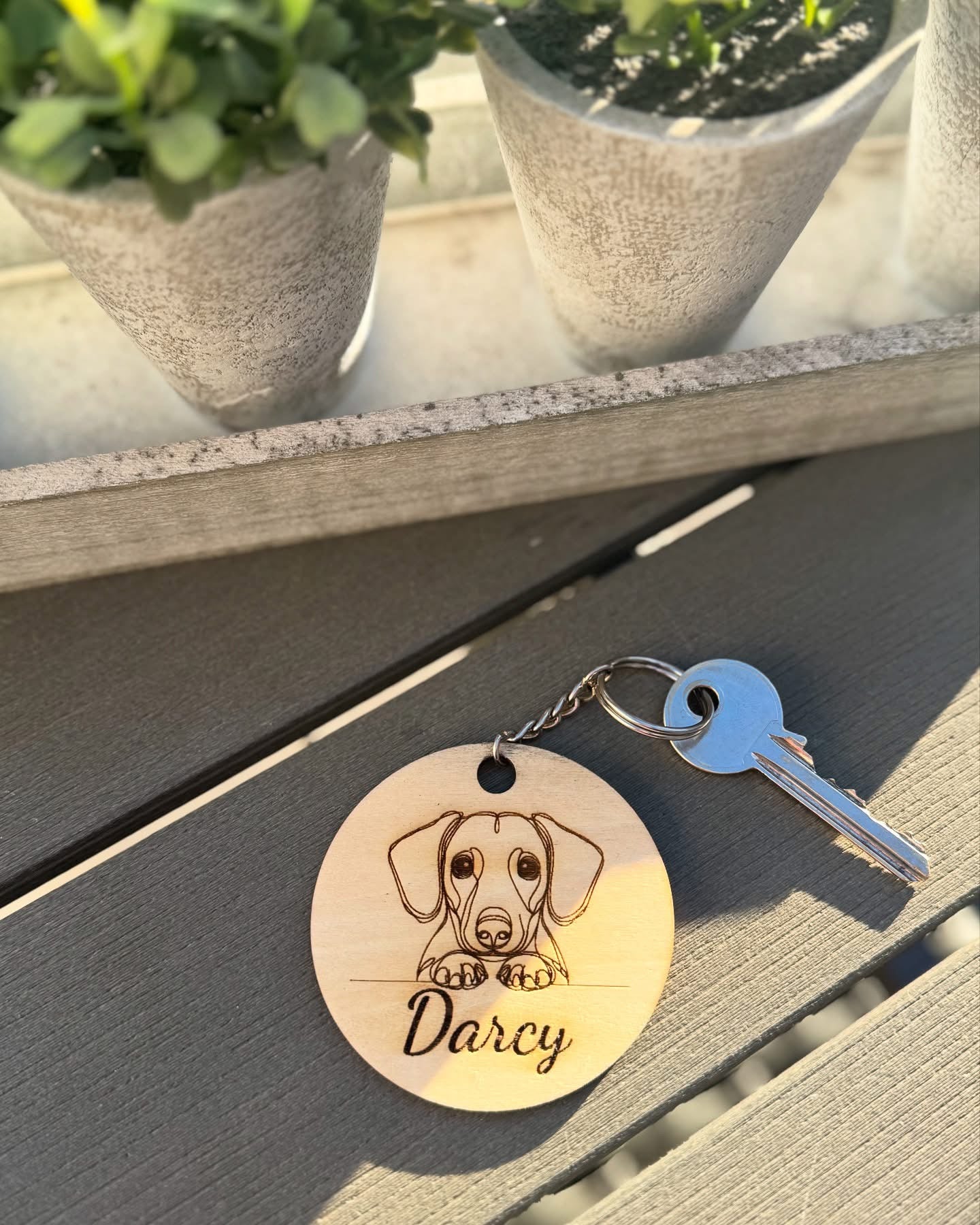 Personalised dog portrait keyring